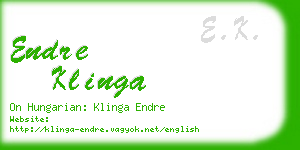 endre klinga business card